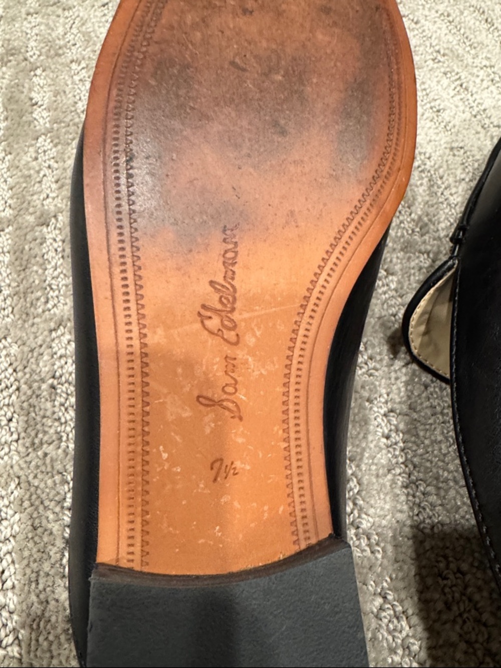 Sam Edelman Black Leather Slip-On Mules with Gold Hardware - Picture 4 of 5